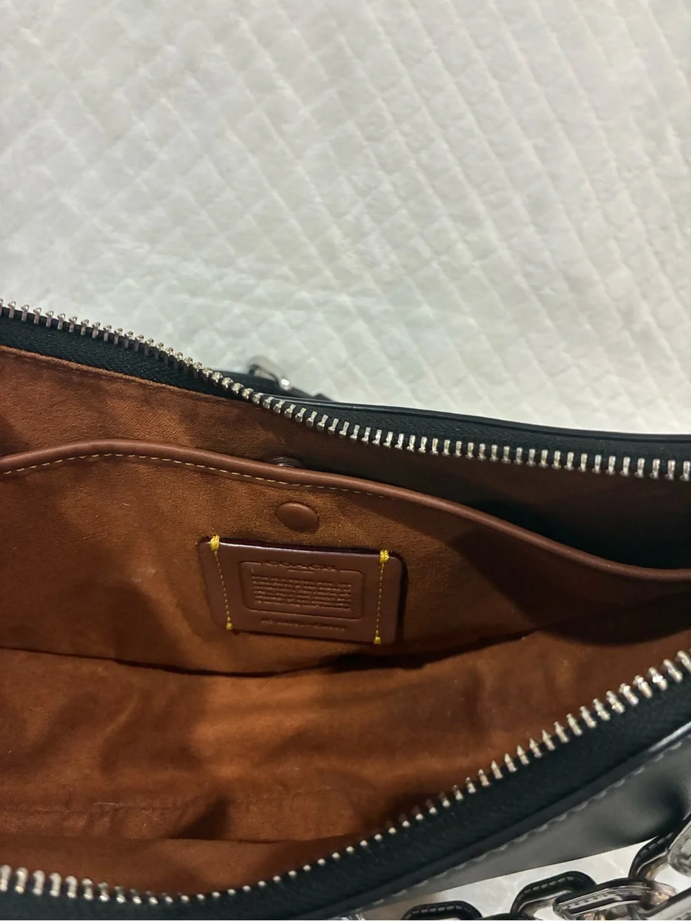 Coach Mira Black Leather Crescent Shoulder and Crossbody Bag - Picture 9 of 10